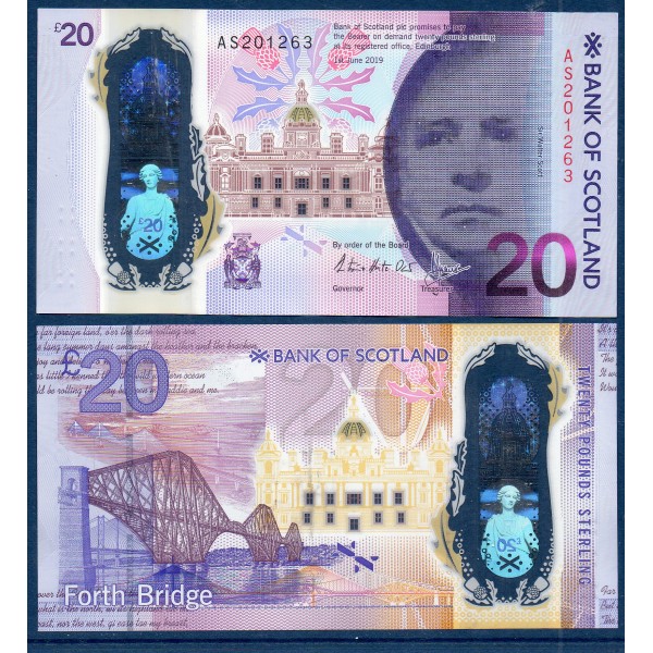 Ecosse P.132a, TTB Billet de 20 pounds 2019 Walter Scott