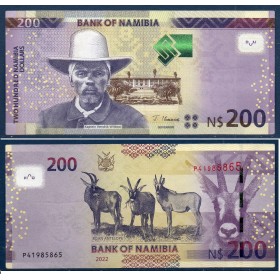 Namibie P.15d, TTB, Billet de 200 Dollars 2022 Hippotragus