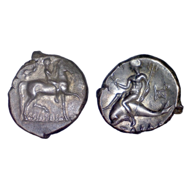 Calabre, Tarente nomos argent (-272 à -235) Cavalier et Phalanthos