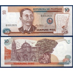 Philippines P.181b, TTB Billet de 10 Piso 1995-1997 Apolinario Mabini