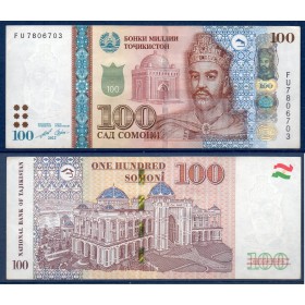 Tadjikistan P.28b, Sup Billet de 100 Somoni 2022 Ismoili Somoni