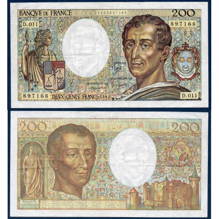 200 Francs Montesquieu TTB 1982 Billet de la banque de France