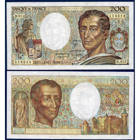 200 Francs Montesquieu TTB+ 1982 Billet de la banque de France