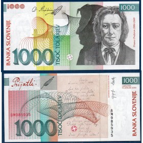 Slovénie P.32a, Neuf Billet de 1000 Tollarjev 2003 France Preseren
