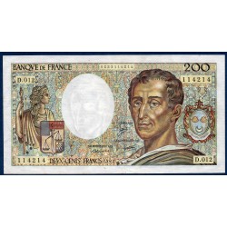 200 Francs Montesquieu TTB+ 1982 Billet de la banque de France