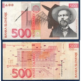 Slovénie P.16a, TB, Billet de 500 Tollarjev 1992  Joze Plecnik