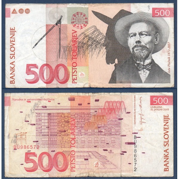 Slovénie P.16c, Billet de 500 Tollarjev 2005 Joze Plecnik