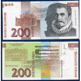 Slovénie P.15c, TTB Billet de 200 Tollarjev 2001