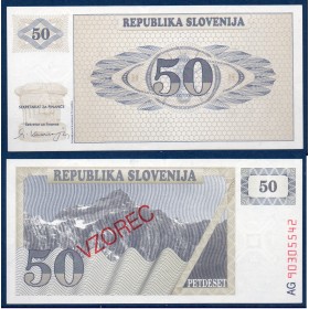 Slovénie P.5s, neuf Billet de 50 Tollarjev 1990 Vzorec