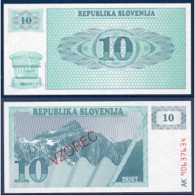 Slovénie P.4s, neuf Billet de 10 Tollarjev 1990 Vzorec