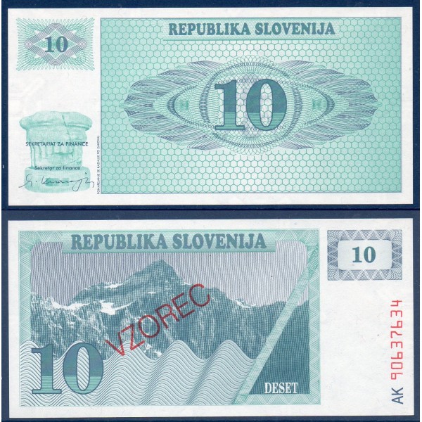 Slovénie P.4s, neuf Billet de 10 Tollarjev 1990 Vzorec