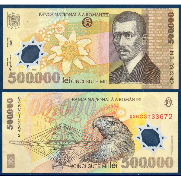 Roumanie P.115b, TTB Billet de 500000 leï 2000 Aurel Vlaicu