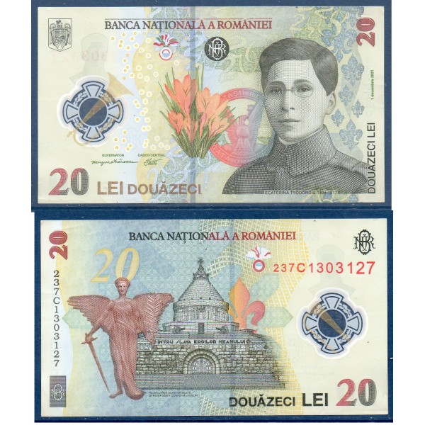 Roumanie P.119Ab, TTB Billet de 20 lei 2023 Ecatarina Teodoroiu