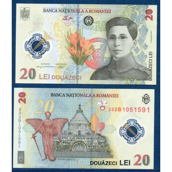 Roumanie P.119Ab, Sup Billet de 20 lei 2023 Ecatarina Teodoroiu