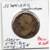 12 denier Constitution Louis XVI 1792 T Nantes B+