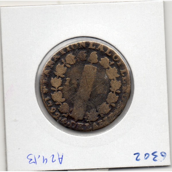 12 denier Constitution Louis XVI 1792 T Nantes B+