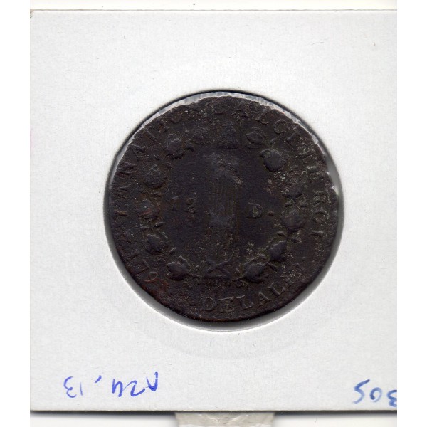 12 denier Constitution Louis XVI 1793 D Lyon TB+ 1er semestre