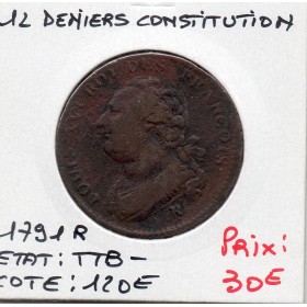 12 denier Constitution Louis XVI 1791 R Orleans TTB-