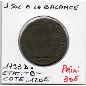 1 sol aux balances 1793 D. Dijon TB-