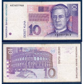 Croatie P.29a, TB Billet de 10 Kuna 1993 Juraj Dobrila