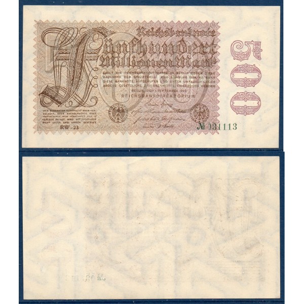 Allemagne P.110d, Sup Billet de 500 millions de Mark 1923