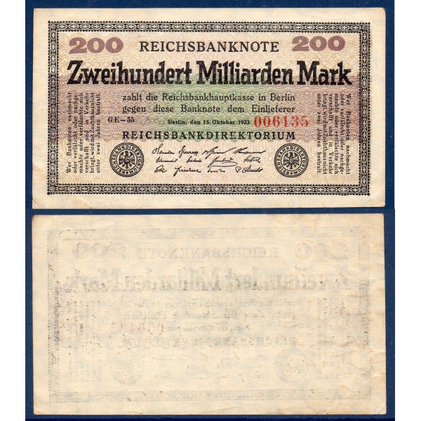 Allemagne P.121b, Sup Billet de 200 Milliards Mark 1923