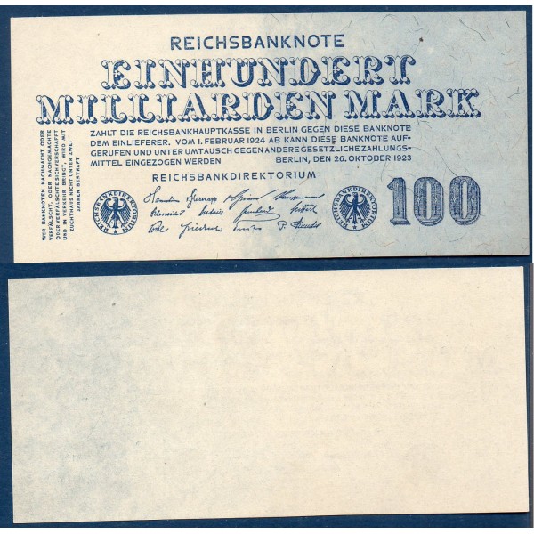 Allemagne P.126, Spl Billet de 100 milliards de Mark 1923