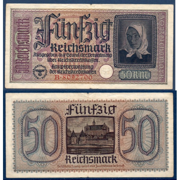 Allemagne P.R140, TTB Billet de 50 reichsmark 1940 Pecheuse