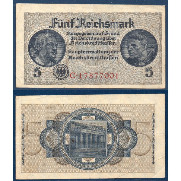 Allemagne P.R138b, TTB Billet de 5 Mark 1945 occupation
