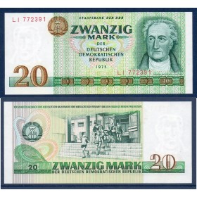 Allemagne RDA P.29a, Neuf Billet de 20  Mark 1975 Johan Goethe