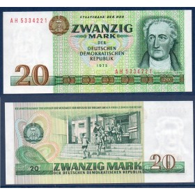 Allemagne RDA P.29b, Neuf Billet de 20  Mark 1975 Johan Goethe