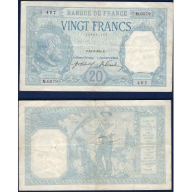 20 Francs Bayard, TTB-, 10.2.1919 Billet de la banque de France