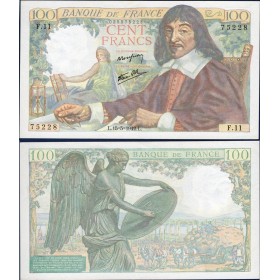 100 Francs Descartes, SUP+, 15.5.1942 Billet de la banque de France