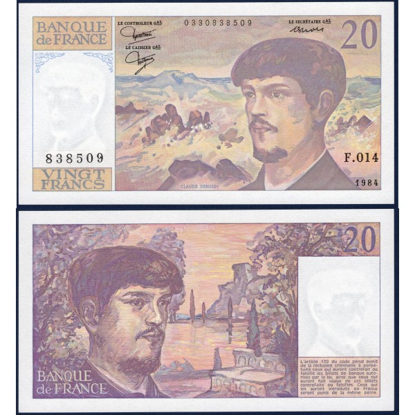 20 Francs Debussy, Neuf, 1984 Billet de la banque de France