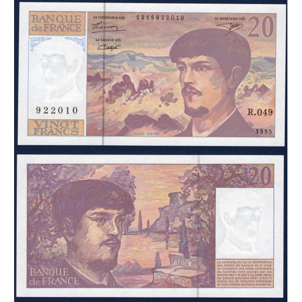 20 Francs Debussy, Neuf, 1995 Billet de la banque de France