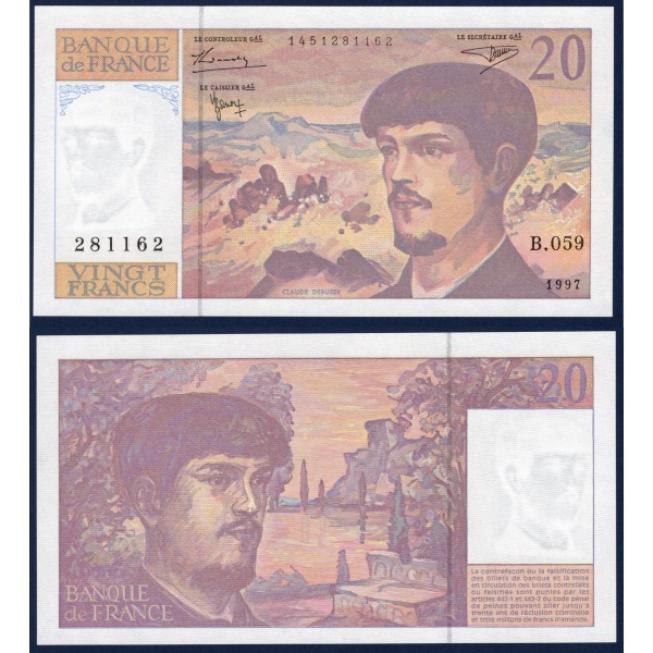 20 Francs Debussy, Neuf, 1997 Billet de la banque de France