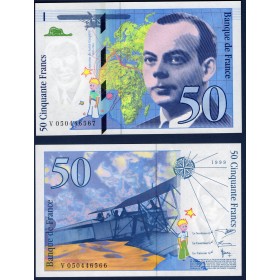 50 Francs St Exupéry, Neuf, 1999 Billet de la banque de France