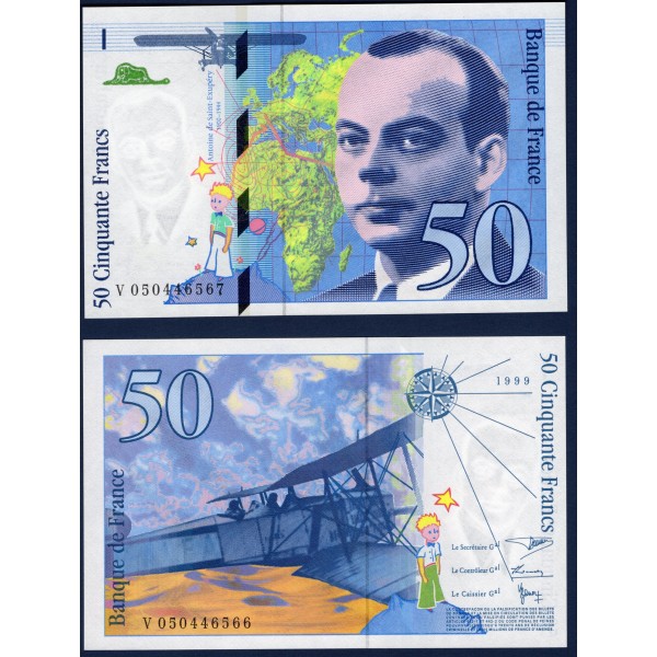 50 Francs St Exupéry, Neuf, 1999 Billet de la banque de France