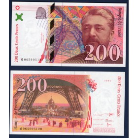 200 Francs Eiffel, Neuf, 1997 Billet de la banque de France