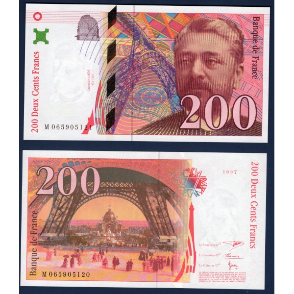 200 Francs Eiffel, Neuf, 1997 Billet de la banque de France