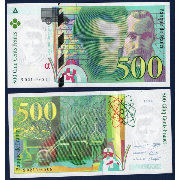 500 Francs Pierre et Marie Curie, Spl, 1994 Billet de la banque de France
