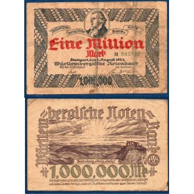 Stuttgart Gross Notgeld 1 Million mark, 1.8.1923