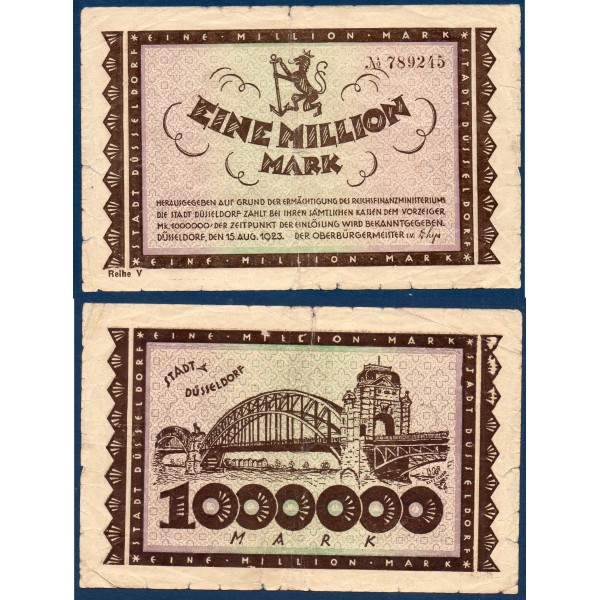 Dusseldorf Notgeld TB 1 Million mark, 1923