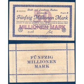 Aachen Gross Notgeld 50 Millions mark, 20.7.1923