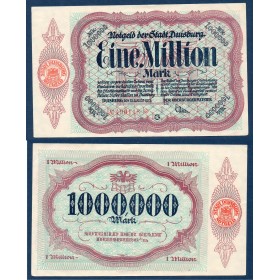 Duisburg Gross Notgeld 1 Million mark, 10.8.1923