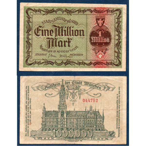 Munich Gross Notgeld TB 1 million mark, 14.8.1923