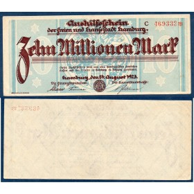 Hambourg Gross Notgeld 10 millions mark, 24.8.1923 TTB
