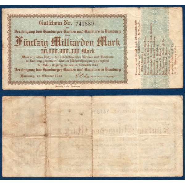 Hambourg Gross Notgeld 50 Milliards mark, 15.11.1923
