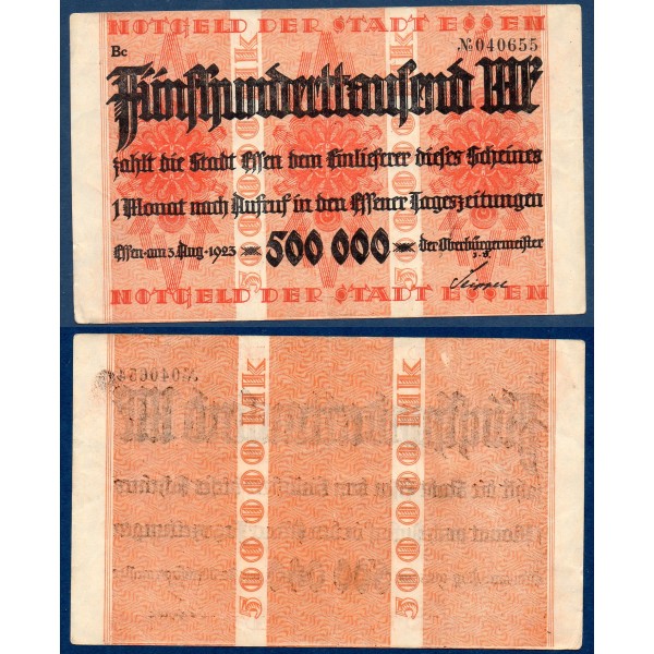Essen Gross Notgeld 500000 mark, 3.8.1923