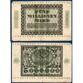 Rhein Provinz Notgeld TB 5 millions mark, 1.9.1923